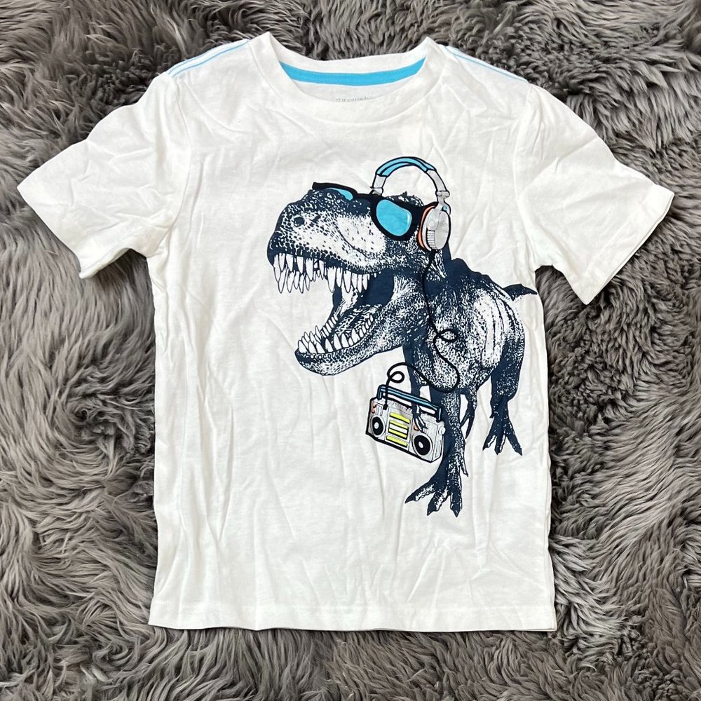 Toughskins Boy's T-Shirt | T-Rex | White | Size L (7)